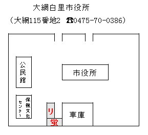 大網白里市役所内のリサイクル回収倉庫です。