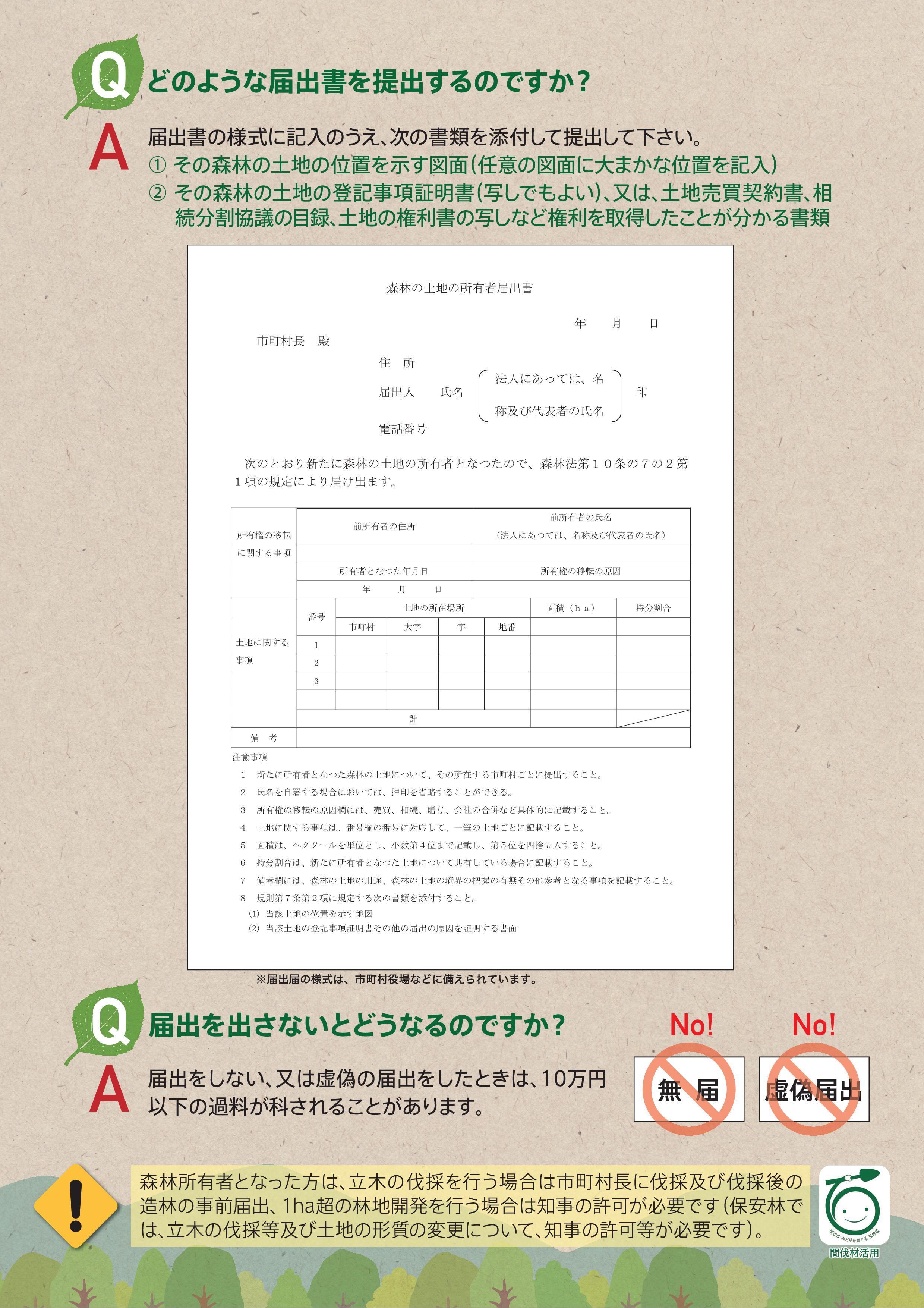 森林の土地の所有者届出制度の概要（裏）